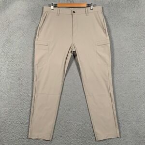 Fabletics The Don Cargo Pant Mens 36x30 Tan Straight Leg Utility Performance New